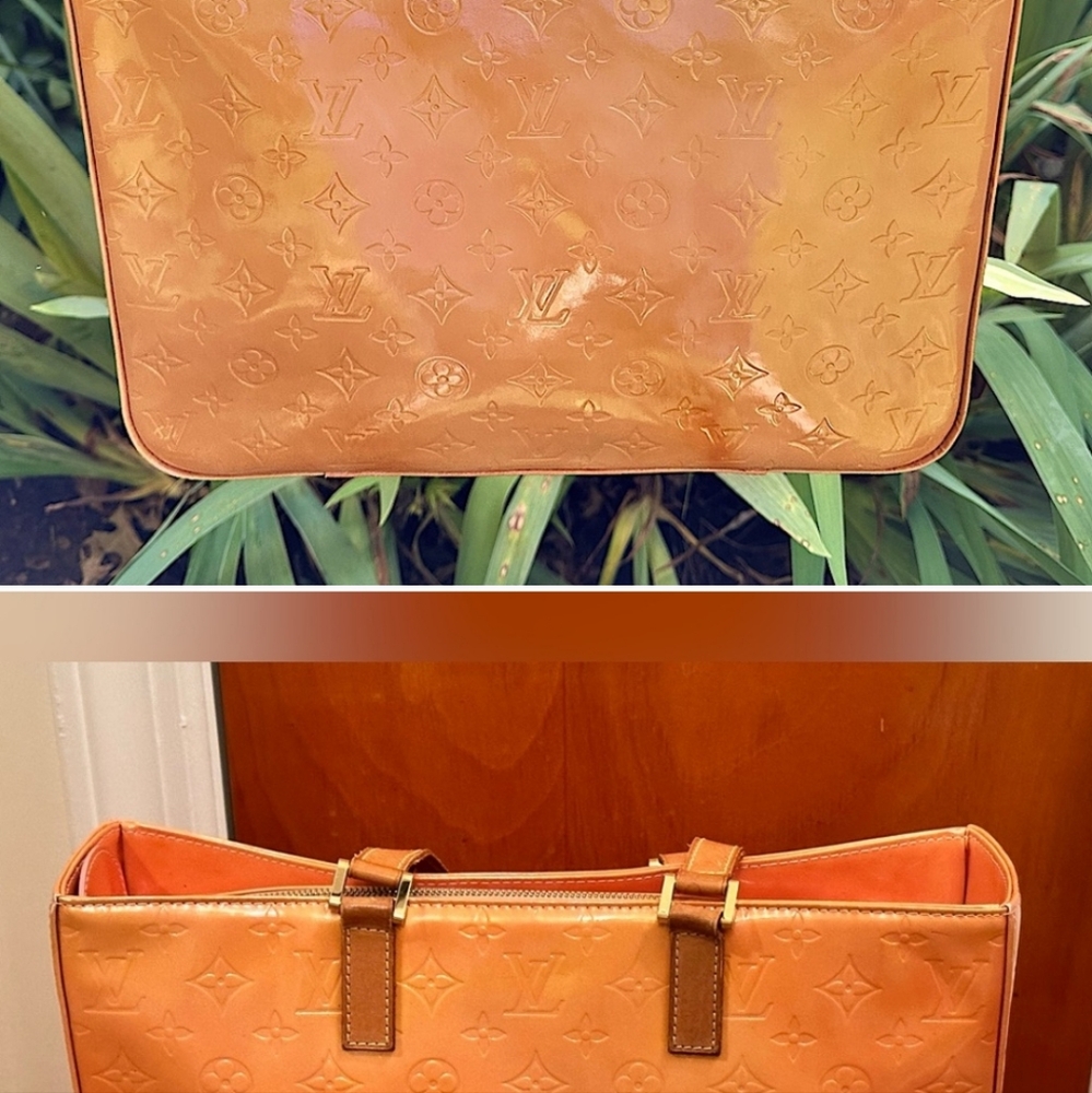 Louis Vuitton VERNIS MONOGRAM COLUMBUS TOTE WITH RARE PINK LEATHER INTER…
